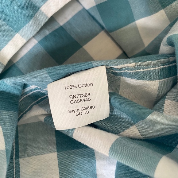 J Crew long sleeve button down shirt blue white check XL - Picture 13 of 14